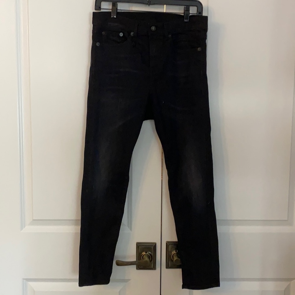 R13 black wash straight jean